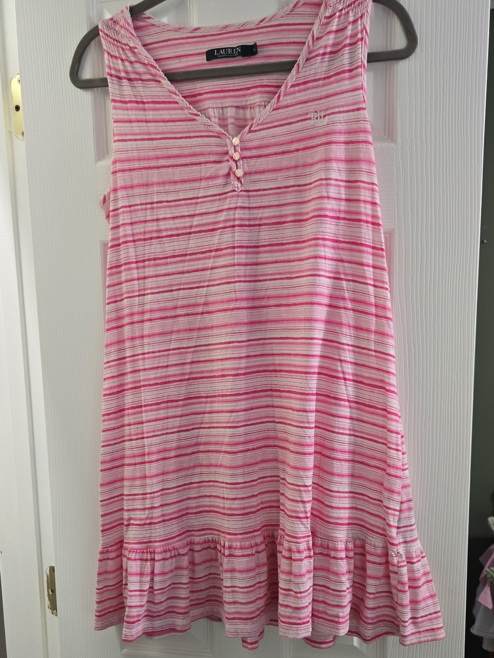Ralph Lauren Pink and White Striped Button-Front Top